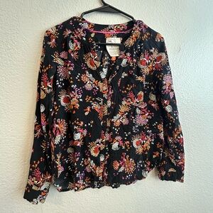 Anthropologie Black Floral Blouse